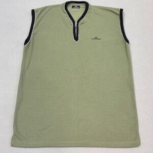 J. Lindeberg Quarter Zip Sleeveless Golf Vest Mens XL Sage Green Ribbed Cotton